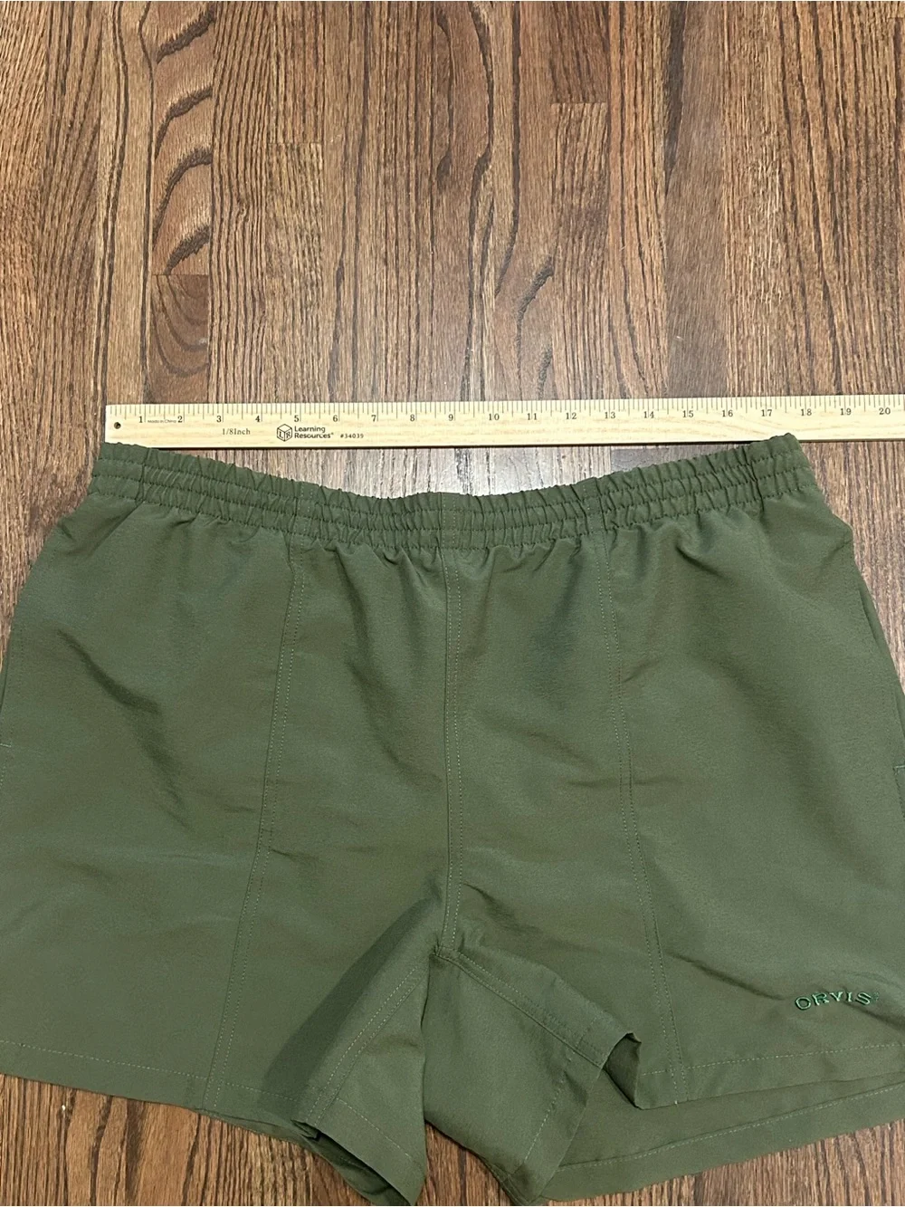 Orvis Men’s XL Olive Green Mesh Lined Swim Trunks Quick Dry Embroidered Logo
